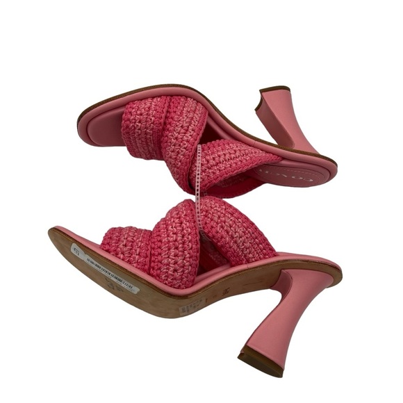 Coach Quintin Pink Crochet Slip On Heeled Sandals Women's Size 8.5 - Picture 6 of 11